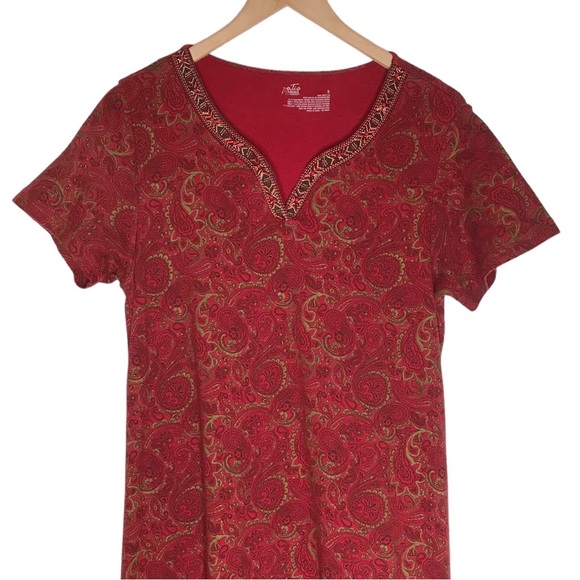 Beaded Paisley Boho Maxi Dress Size S Bohemian Long Patio Casuals by Cabernet - Picture 6 of 16